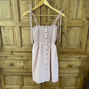 Favlux Small Pink White Vertical Striped Smocked Tank Top‎ Dress